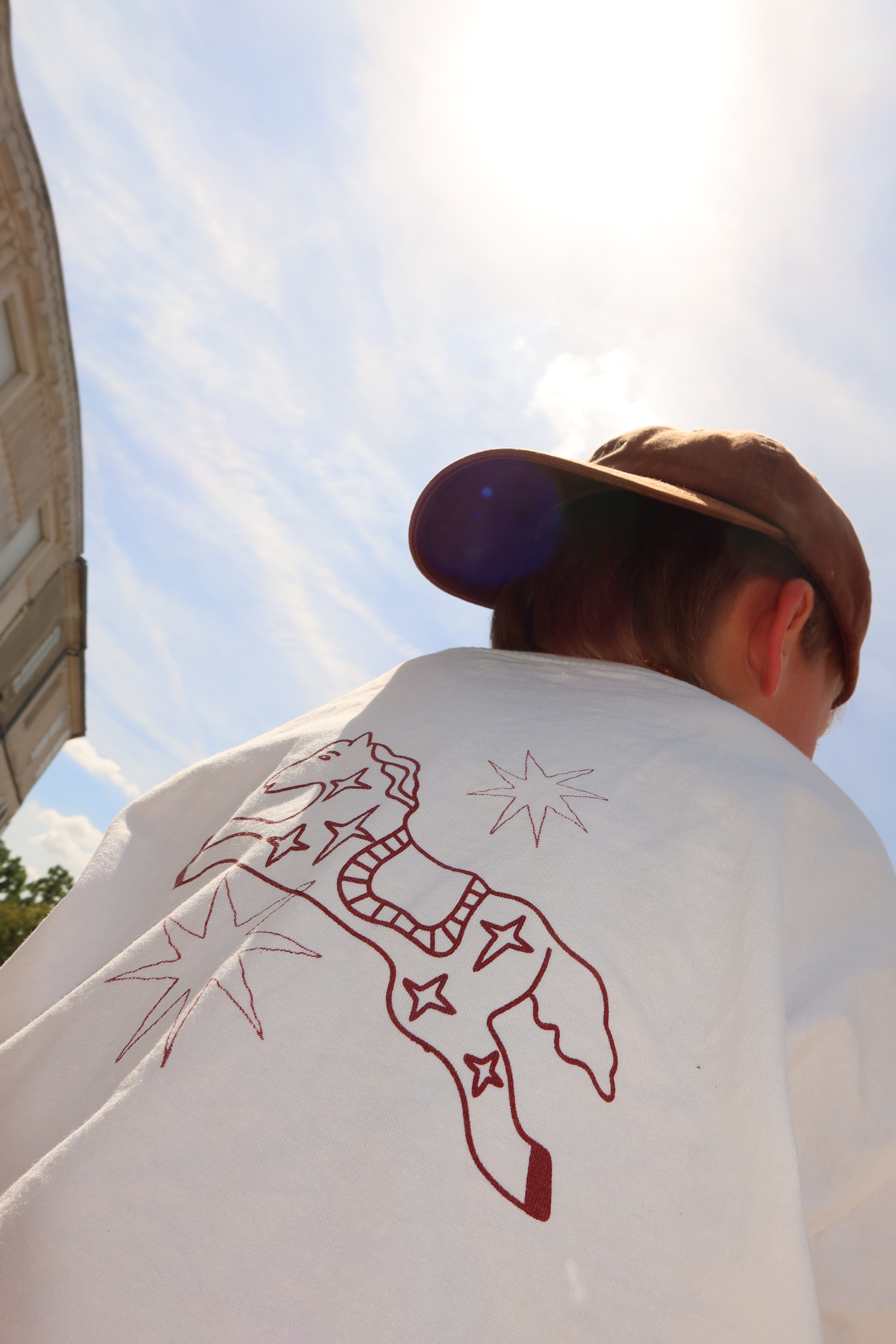 Jai Studios Sol Tee featuring a relaxed fit with a graphic print on soft cotton fabric, displayed on a mannequin.